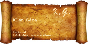 Klár Géza névjegykártya